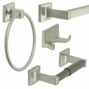 Redwood Series Set accessori da bagno 4 pezzi ferramenta da bagno, nichel spazzolato - Foto 1 di 6