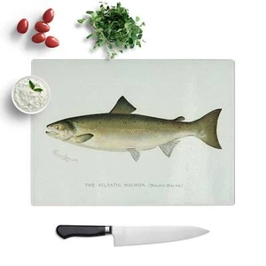 Tabla de cortar salmón Atlantic vidrio texturizado encimera de corte cocina ahorradora - Imagen 1 de 6