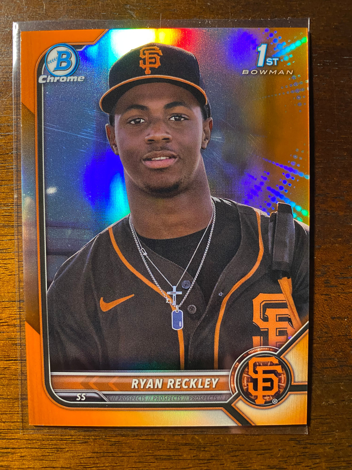 2022 Bowman Chrome Ryan Reckley #BCP-163 1st Orange Refractor /25 Giants
