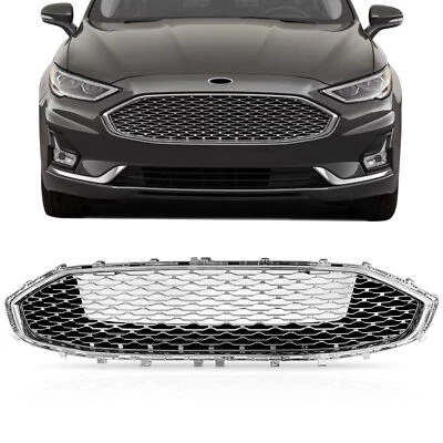 Brand New Front Bumper Upper Chrome Honeycomb Grille Fits 2019 2020 FORD FUSION Foto 1 de 4