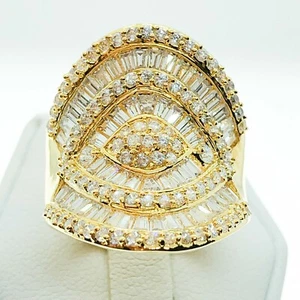 R4806 Mujeres Moda Joyería Blanco Oro Amarillo Plato Promesa Boda Racimo Anillo - Imagen 1 de 8