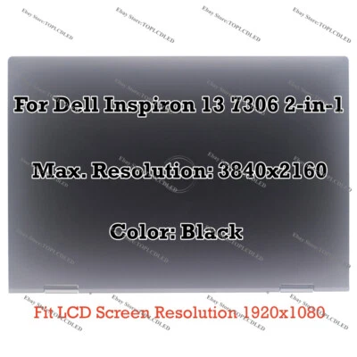 13.3" Dell Inspiron 7306 2-in-1 UHD 4K LCD Touch Screen Assembly P124G P124G002 - Image 1 of 4