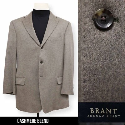 ARNOLD BRYANT mens solid brown CASHMERE MINK sport coat suit jacket blazer 44 L - Image 1 of 4