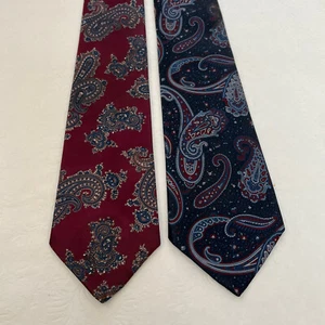 Ketch Men's Tie Retro Blue/Red Multicolor Paisley 100% Polyester Lot of 2 - Picture 1 of 5