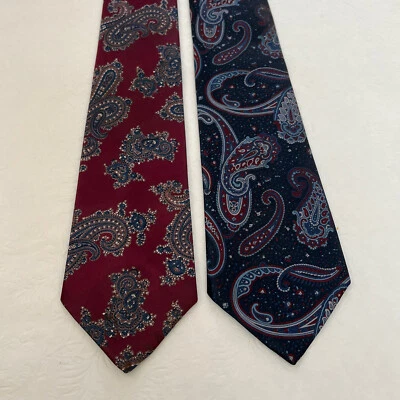 Corbata Ketch Hombre Retro Azul/Rojo Multicolor Paisley 100% Poliéster Lote de 2 Foto 1 de 4