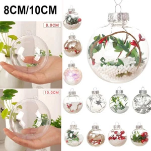 10x 20x Füllbare Weihnachtskugeln klare Plastikkugeln Ornamente DIY Basteln - Bild 1 von 14