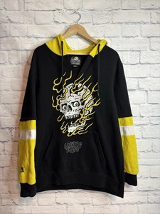 Lurking Class Hoodie Herren Größe Large schwarz gelb skizzenhaft Blitz Feuer Totenkopf - Bild 1 von 12