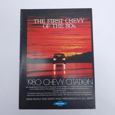 Chevy Citation 1980 anuncio impreso rojo puesta de sol primer Chevy de los 80 promoción de rendimiento Foto 1 de 4
