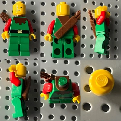 LEGO Forestman Minifigura cas137 Torso Verde Brazos Rojos Marrón Carcaj Castillo 6066 Foto 1 de 4