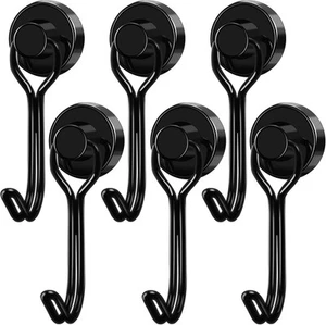 LOVIMAG Mug Hanger Hooks, 6 Pcs Magnetic Hooks 2025 Cruise 30lbs-6p, Black  - Picture 1 of 9