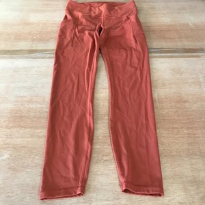 Lululemon Power Thru Leggings Women 6 Orange Mid Rise Media Pockets Stretch - Picture 1 of 12