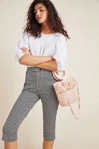 Pantalones Cortos Anthropologie Talla 6 Funciona Grande Negro Blanco Cuadros Nuevos con Etiqueta de $98 - Imagen 1 de 8