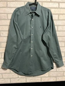 Camicia Ralph Lauren vintage uomo verde medio/pony blake tinta unita lavoro bottoni - Foto 1 di 7