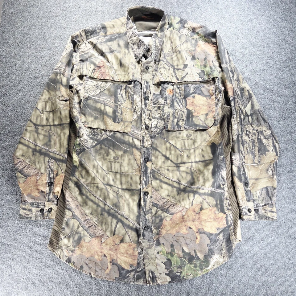 Game Winner Shirt Men 3XL Camo Mossy Oak Hunting Fishing Vented Performance AOP - Image 1 of 4