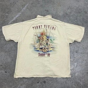 Tommy Bahama Embroidered Button Up T Shirt Adult Large Vintage Summer 2000 Rayon - Picture 1 of 13