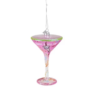 KSA Happy Hour Glass "Happy Birth-Tini" Martini Cocktail Christmas Ornament - Picture 1 of 2