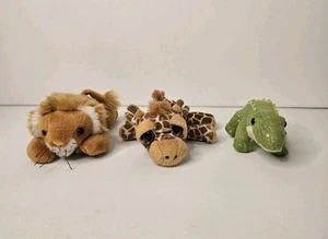 Plush Beanie Toy Bundle X3 Crocodile, Giraffe, Lion Wild Zoo Animals - Picture 1 of 19