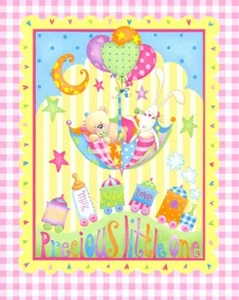 Henry Glass Precious Little One Pink Panel Cotton Fabric 5975-22 - Picture 1 of 1