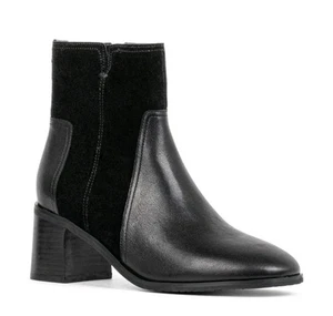 NYDJ Botas al Tobillo Gamuza Cuero Negras NUEVAS Gemas Tacón Bloque Cremallera Lateral Mujeres Talla 11M - Imagen 1 de 12