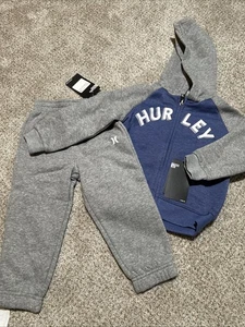 Hurley Boys' Hoodie & Joggers 2-Piece Outfit Set Black HeatherShark Kids 24m - Picture 1 of 7