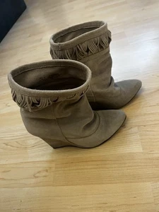 Keilabsatz Boots Stiefel 38 High Heels Wildleder Zara Stiefeletten - Bild 1 von 11