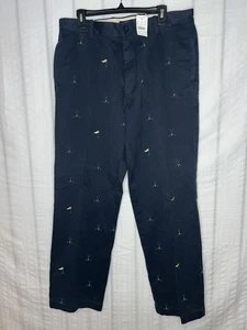 J Crew Vintage Broken In Chino Pants Mens 36x32 Navy Embroidered Golf Hole New - Picture 1 of 9