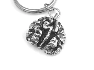 Walnut Keychain, Handmade Nut Nature Keyring in Pewter - Picture 1 of 5