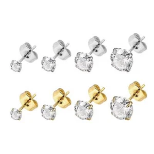 Damen Ohrringe Gold 750 vergoldet 18 Karat Edelstahl Ohrstecker Zirkonia O6368DL - Picture 1 of 13
