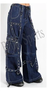 Pantalones góticos de cadena cibernética para hombres hechos a mano azul electro bondage Rave - Imagen 1 de 4