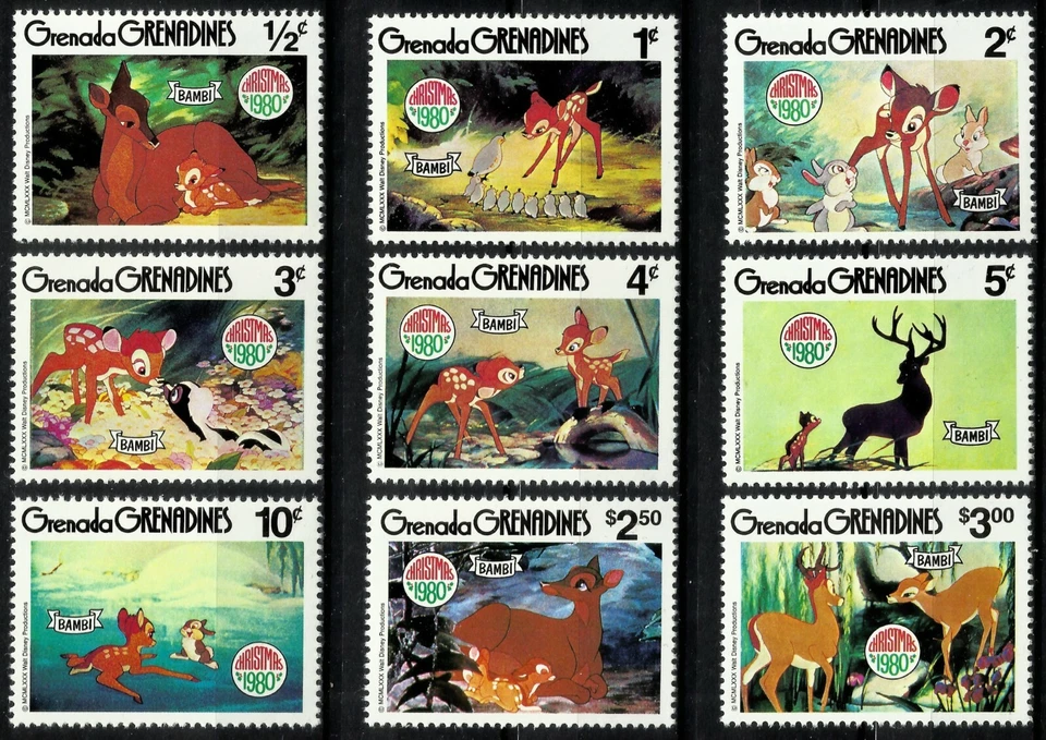 DISNEY STAMPS, GRENADA GRENADINES, BAMBI, YEAR 1980, COMPLETE SET, MNH, LOT 60 - Image 1 of 1
