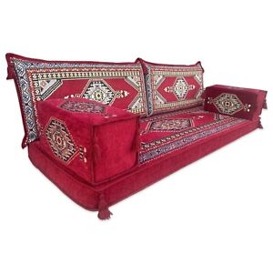 Arabic MAJLIS Floor Sofa Set |  Three Seater Couch | PALLET  Seat Cushions
