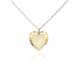Halskette Herzkette 925 Silber Swarovski Elements Herzanhänger Gravur Initiale - Bild 1 von 24