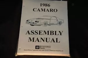 1986 CAMARO ASSEMBLY MANUAL 100'S OF PAGES OF PICTURES, PART NUMBERS & DETAILS - Imagen 1 de 1