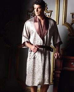 Men's Paisley Kimono Bathrobe Silk Satin Robe Pajama Sleepwear Dressing Gown