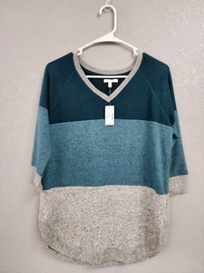 Maurices Womens Sz Small Teal 3/4 Sleeve Multicolored Rayon Super Soft Top - Picture 1 of 9
