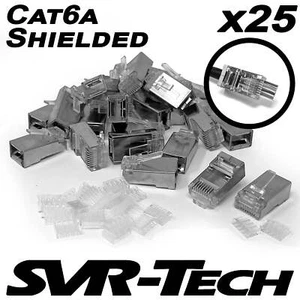 SVR-Tech RJ45 Cat6a Cable STP Shielded Standard Connectors & Guide Rail 25 pack - Picture 1 of 1
