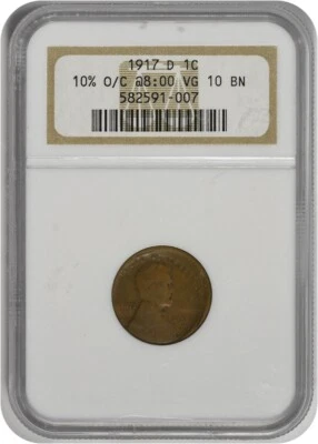 1917-D Lincoln Cent 10% Off Center VG10BN NGC - Image 1 of 2