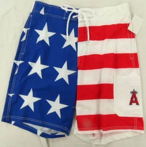 Los Angeles MLB G-III Men's America Flag Swim Trunks - Picture 1 of 3