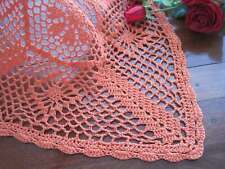  Elegant Bright Orange Floral Hand Crochet Cotton Table Topper 