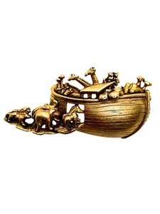 A.J.C. Arche Noah Brosche goldfarben Vintage Tiere Bord Schiff religiös - Bild 1 von 6