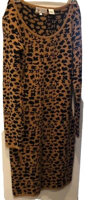 Vestido de Colección Años 90 Grunge Leopardo Guepardo Animal Estampado Mezcla Lana Espejo Talla S Foto 1 de 4