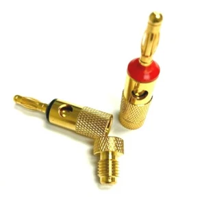 2pc Screw On Audio Gold Plated Speaker Cable Wire Connector 4mm Banana Plug Jack - Picture 1 of 2