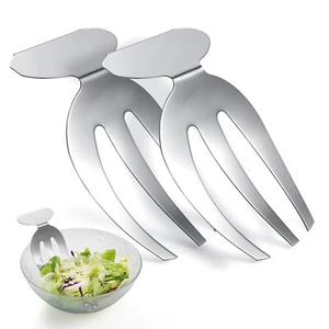 2Pcs Salad Hands Stainless Steel Tosser Noodle Salad Servers Kitchen Helper - Picture 1 of 7