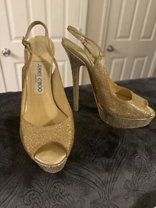 Jimmy Choo Gold Glitter heels - Picture 1 of 18
