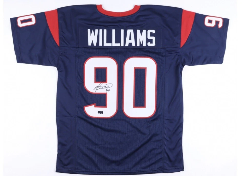 Camiseta deportiva autografiada azul marino personalizada firmada por Mario Williams Houston (Radtke) Foto 1 de 4