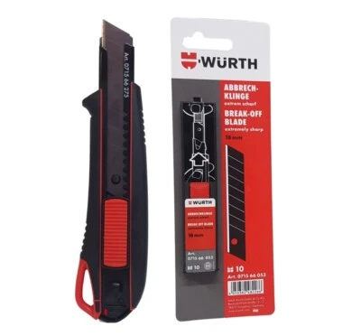 Würth 18mm SET 2K Cuttermesser mit 13 Abbrechklingen extrem Scharf Teppichmesser - Bild 1 von 4