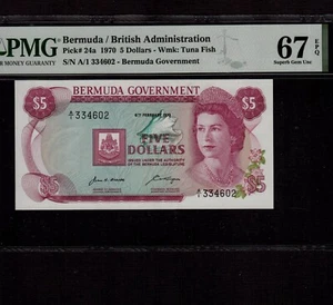 Bermuda 5 Dollari 1970 P-24a * PMG Superba Gemma Unc 67 EPQ * Regina Elisabetta * - Foto 1 di 2