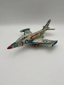 Vintage Yonezawa US Navy Rocket Shooting Fighter Tin Friction Toy Airplane - Picture 1 of 19