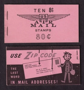 1963 AIRMAIL booklet BKC11 mint (2 Sc C64b untagged panes slogan 3) ZIP back - Picture 1 of 1