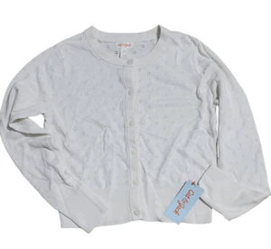 Cat & Jack Girls White Button Up Sweater Size M 8 - Picture 1 of 2